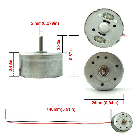 Dimensions of motor from Six Pack Mini Generator Motors Kit For DIY Electronics And School Projects 3V To 12V DC Motors