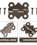 20 Pack No-Fuss Vintage Butterfly Hinges For Cabinets And Small Wood Boxes Iron Material shown with screws