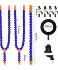 Components of the Five Arm Welding Repair Tool Soldering Station with 3X Magnifier LED Light, clamp, and gooseneck arms.