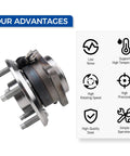 Rear Wheel Hub And Bearing Assembly 512358 For 2007 2009 Pontiac Torrent, 2012 2015 Chevy Captiva, 5 Lug, with feature icons.