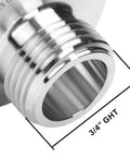 DERNORD sanitary 3/4 in GHT male garden hose thread pipe fitting to 1.5 in tri-clover, silver metal