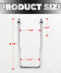 Product size dimensions for U-Bolt Spare Tire Carrier Holder Bracket for trailer, zinc plated heavy-duty 8.8 grade steel.