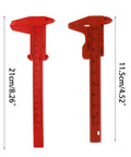 Depth Vernier Caliper Micrometer Gauge Measuring Tool, red plastic, 21cm length, for precise measurements.