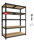 60 Inch High Heavy Duty Metal Garage Shelving Unit With 2400 Lbs Total Capacity, 480 Lbs Per Shelf, Adjustable Overlap Design For Home Garage Warehouse Shop Storage Black, 4-tier black steel shelving