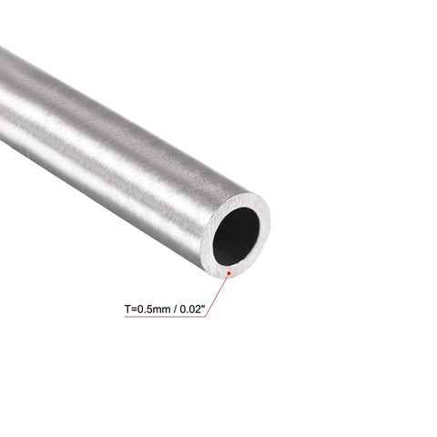 uxcell 304 stainless steel round tube end view, 3mm OD, 0.5mm wall, 300mm length