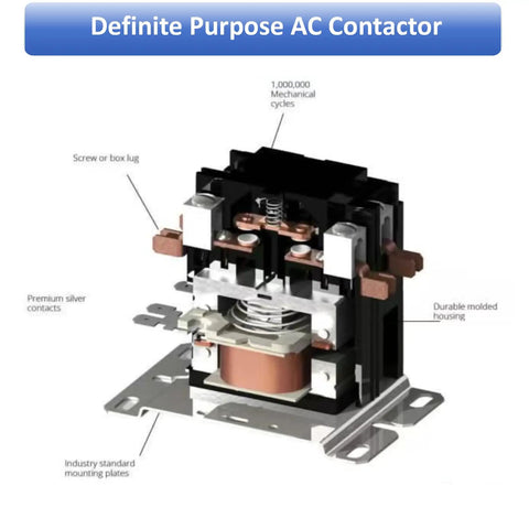 One Pole Twenty Four Volt AC Contactor For Heat Pumps And Condensers Heavy Duty Thirty Amp Definite Purpose Contactor diagram