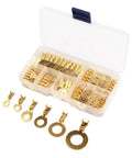 Sweet Heavy Duty 150 Piece Brass Ring Terminal Kit With Non Insulated Crimp Lugs Perfect For All Wiring Chores And Electrical Projects You Need A Solid Set That Works Great For Any Job Around The House Or Shop Today. brass ring terminals in plastic case