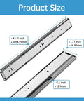 Dimensions of 43.11 inch drawer slide, highlighting full extension. Part of 22 Inch Heavy Duty Soft Close Drawer Slides With Full Extension Ball Bearing Design, 200 Lb Capacity, Cold Rolled Steel, Black Finish, Quiet Hydraulic Damping For Ultra Smooth Closing, Built Tough Cabinet Hardware Pair