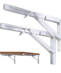 Heavy Duty 2 Pack Folding Shelf Brackets In Corrosion Resistant Stainless Steel With Collapsible Triangle Frame for sturdy shelving.