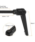 Close-up of a 6Pcs Black Aluminum Alloy Quick Release Clamping Lever Handle, M6 thread, 40mm length, designed for easy adjustments.