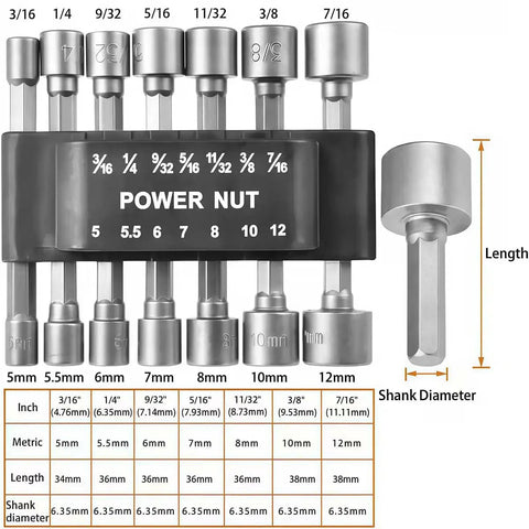 14 Piece Hex Shank Nut Driver And Drill Socket Set With One Quarter Inch Impact Nut Driver Sockets Metric And SAE