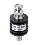 Beefed Up High Power 30dB BNC Attenuator 10W 50 Ohm Coax RF Attenuator 3GHz Male To Female Connector, front view