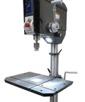 Top Notch Benchtop Drill Press 1.5 HP 110V With Touch Screen Smart Panel showing precision depth control and robust base.