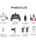 Product list showing components of 3 In 1 Water Land Air RC Plane For Beginners With Gyro Stabilizer