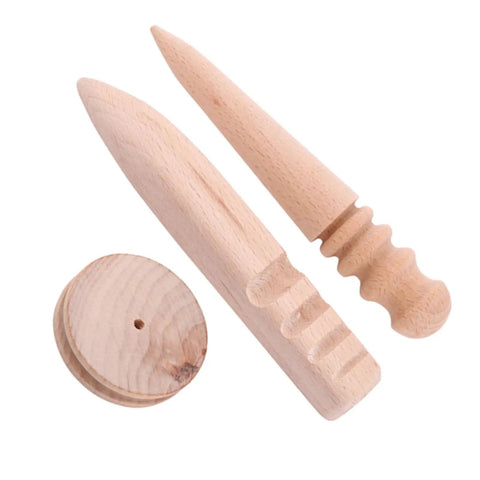 Multi Size Wood Leather Edge Burnisher And Slicker Set, Solid Unfinished Polish Sticks for precise leather edge finishing.