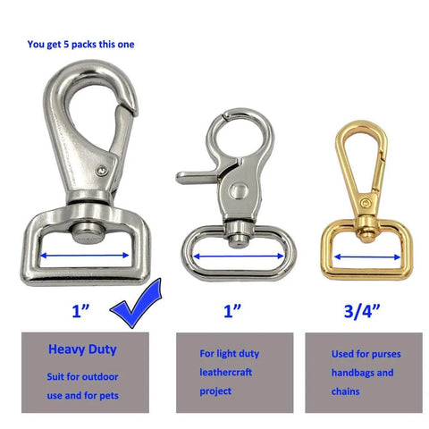 Heavy Duty Trigger Swivel Eye Bolt Snaps Set Of 5 2.9 Inch Large Size Metal Clips for horse blankets and webbing belts
