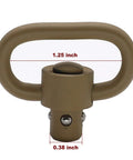 Badass Two Pack Heavy Duty Push Button QD Sling Swivels In Tan Built From Military Grade Steel With A One Point Two Five Inch Loop for quick release.