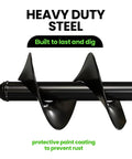 Heavy-duty steel auger drill bit, close-up of spiral blade. Auger Drill Bit For Planting 4 X 12 Inch Garden Spiral Hole Planter For Bulbs Bedding