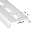 Close-up of slotted aluminum Din Rail Slotted Aluminum Mounting Guide Set, 20 Inch Long, 1.38 Inch Wide, 0.29 Inch High, Silver Tone
