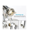 Close-up view of the atomizing cap on the Professional Manual Pneumatic Paint Sprayer With Hella Adjustable Wide Fan Pattern.
