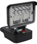 18V Cordless LED Work Light 30W High Lumen Floodlight with zinc alloy head and ABS housing for robust durability.