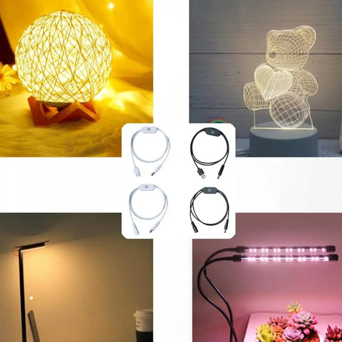 Slick Touch Dimmer Power Extension Cable With Heavy Duty Flexible PVC Cord And Straight Forward On Off Switch Plug And Play For Desk Cabinet Display Lighting Projects and decorative lights.