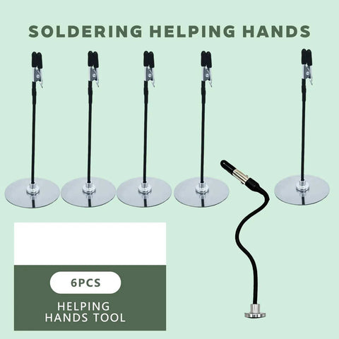 Six Arm Magnetic Helping Hands With Base And Alligator Clips for soldering and electronics repair set