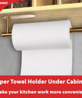 Self Adhesive Paper Towel Holder Under Cabinet Mount No Drilling in brushed gold with paper roll