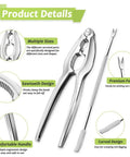 Three Piece Lobster Crackers And Picks Set Stainless Steel Crab Leg Tools with detailed features highlighted