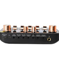 Front view of Pro Gaming Audio Mixer Sound Board For PC And Phone with controls, inputs, and labels visible.
