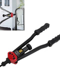 16 Inch Hand Blind Riveter And Rivet Nut Setter Kit With 10 Mandrels And 110 Rivet Nuts, Heavy Duty Universal Riveting Tool For Metal Plastic Wood, Ergonomic Anti Slip Handle Delivers About 265 Lbs Pulling Power in use on metal frame