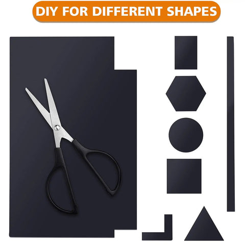 No Slip Furniture Pads 4x6 Inch Black Rubber Pads 2 Pack Self Adhesive shown with scissors for custom shapes.