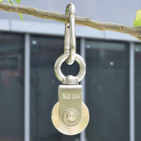 Heavy Duty Pulley Wheel Built Tough With Two Bearings For Rope Loading And Washing Line, 360 Degree Swivel Shoulder Pulley Block, 304 stainless steel