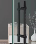 Double Sided Adjustable Stainless Steel Glass Door Handle Set Matte Black Push Pull Handles for Barn Doors and Shower Doors