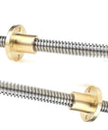 2Pcs T30 Trapezoidal Lead Screw And Brass Nut 30Mm Stainless Steel Threaded Rod 1000Mm Length 6Mm Pitch close-up view of threaded rod and nut