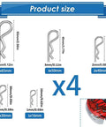 20 Pcs Hardware Cotter Pins And Spring Fasteners Kit with multiple sizes illustrated, shown with vehicle application, rust-resistant stainless steel.