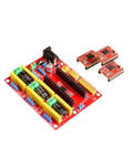 V4 Shield With A4988 Drivers For DIY CNC And 3D Printer Upgrades Engraving Machine Expansion Board Delivers Smooth Precision And Reliable Performance For Pro Hobbyists red PCB with stepper driver modules