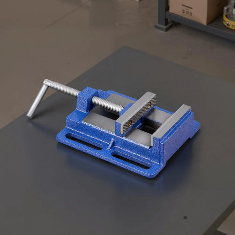 4 Inch Jaw Width Drill Press Vise With Slotted Base Portable Bench Vise, rugged cast iron clamp for woodworking, metalworking, and drilling.