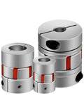 Heavy Duty Plum Clamp Jaw Shaft Coupling For Reliable Power Transmission With Aluminum Alloy Body And Secure Locking Structure Available In 8 To 22mm Bore Sizes shown in multiple sizes.