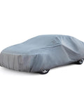 All Weather Sedan Car Cover Up To 205 Inches Breathable Full Exterior Shield Lightweight Dustproof Protection, gray cover on car.