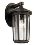 Olde Bronze 14.5 Inch Outdoor Wall Light Lantern, 1 Light, Wet Location, Aluminum Construction, clear seeded glass panels