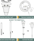 Installation steps for 8 Pack Solar Pathway Lights Outdoor Warm White 3500K Waterproof LED Path Lights For Yard Patio Garden Walkway.