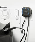 Pulsar Plus Level 2 40 Amp EV Charger Delivers 9.6kW At 240V Indoor Outdoor 25ft Cable NACS For Tesla wall-mounted with dimensions
