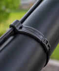 Outdoor UV Resistant Rubber Cable Zip Tie Mount Kit Tough As Nails Heavy Duty Black Nylon Mounts on tubular frame