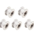 Premium Gt2 Idler Pulley With 20 Teeth And 4mm Bore designed for 6mm timing belts in a five pack, made of durable aluminum.