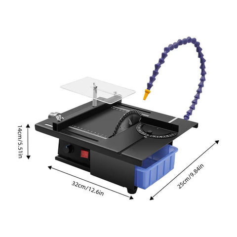 1800W Bench Lapidary Saw Kickass Rock Polisher With 5500Rpm Copper Motor and adjustable angle guard on a compact workspace.