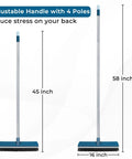 16 Inch Push Broom With Rubber Squeegee And 58 Inch Long Handle 2 In 1 Heavy Duty Outdoor Broom for Deck, Patio, Garage, and Concrete Floors