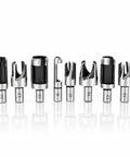 Killer Edge 8 Piece Wood Plug Cutter Drill Bit Set Forged From Heavy Duty High Carbon Steel, showing 8 diverse sizes for cabinetry.