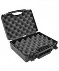 Open Grab And Go Portable Plastic Tool Box with locking latches and foam insert, showcasing secure storage space for travel and organization.