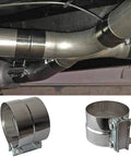4 Inch Lap Joint Exhaust Band Clamp Set Easy Install Stainless Steel 304 With Zinc Plating mounted on exhaust pipe